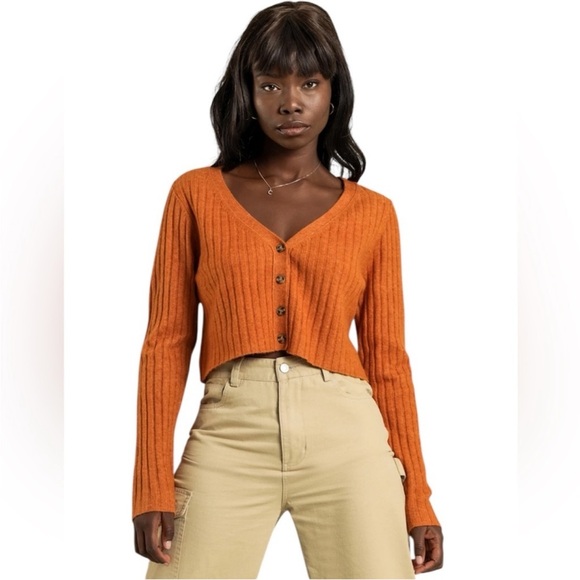 Urban Outfitters Size XS Burnt Orange Cropped Cardigan Sweater. - Picture 1 of 6